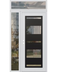 Diamond C10 50" x 96" white/white clear Glass Panel black RHI with Sidelite and Transom clear Glass