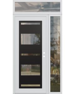 Diamond C10 50" x 96" white/white clear Glass Panel black LHI with Sidelite and Transom clear Glass