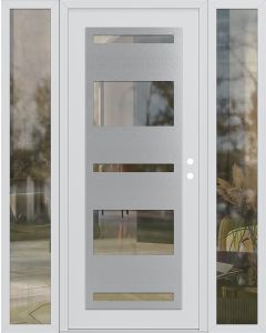 Diamond C10 60" x 80" white/white clear Glass Panel stainless steel LHI with 2 Sidelites clear Glass