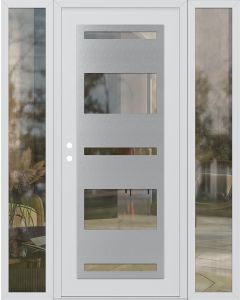 Diamond C10 60" x 80" white/white clear Glass Panel stainless steel RHI with 2 Sidelites clear Glass