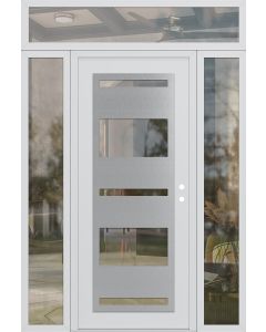 Diamond C10 60" x 96" white/white clear Glass Panel stainless steel LHI with 2 Sidelites and Transom clear Glass