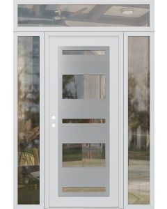 Diamond C10 60" x 96" white/white clear Glass Panel stainless steel RHI with 2 Sidelites and Transom clear Glass