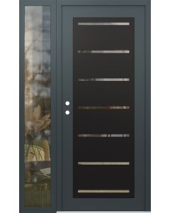 Diamond C11 48" x 80" anthracite/anthracite clear Glass Panel black RHI with Sidelite clear Glass