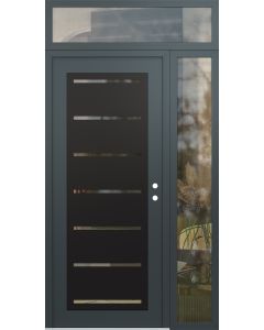 Diamond C11 48" x 96" anthracite/anthracite clear Glass Panel black LHI with Sidelite and Transom clear Glass