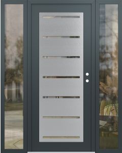 Diamond C11 60" x 80" anthracite/anthracite clear Glass Panel stainless steel LHI with 2 Sidelites clear Glass