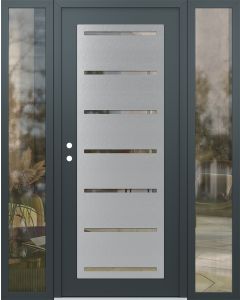Diamond C11 64" x 80" anthracite/anthracite clear Glass Panel stainless steel RHI with 2 Sidelites clear Glass