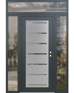 Diamond C11 60" x 96" anthracite/anthracite clear Glass Panel stainless steel LHI with 2 Sidelites and Transom clear Glass