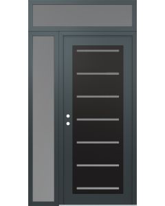 Diamond C11 48" x 96" anthracite/anthracite frosted Glass Panel black RHI with Sidelite and Transom frosted Glass