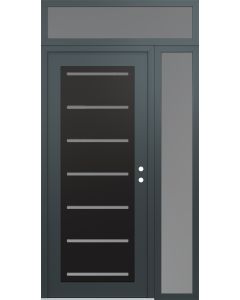 Diamond C11 48" x 96" anthracite/anthracite frosted Glass Panel black LHI with Sidelite and Transom frosted Glass