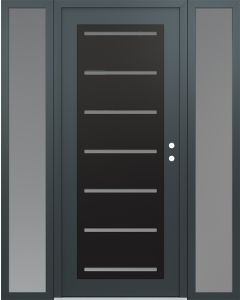 Diamond C11 68" x 80" anthracite/anthracite frosted Glass Panel black LHI with 2 Sidelites frosted Glass