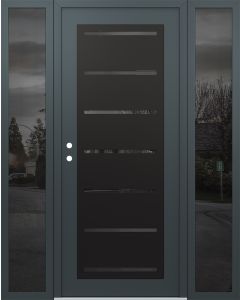 Diamond C11 64" x 80" anthracite/anthracite mirrored Glass Panel black RHI with 2 Sidelites mirrored Glass