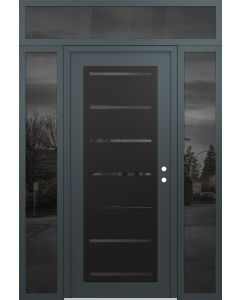Diamond C11 68" x 96" anthracite/anthracite mirrored Glass Panel black LHI with 2 Sidelites and Transom mirrored Glass
