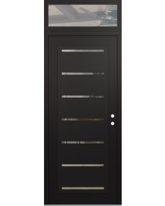 Diamond C11 36" x 96" black/black clear Glass Panel black LHI with Transom clear Glass
