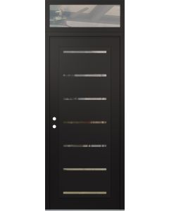Diamond C11 36" x 96" black/black clear Glass Panel black RHI with Transom clear Glass