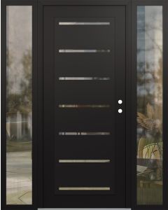 Diamond C11 60" x 80" black/black clear Glass Panel black LHI with 2 Sidelites clear Glass