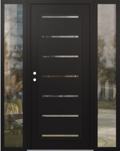 Diamond C11 60" x 80" black/black clear Glass Panel black RHI with 2 Sidelites clear Glass