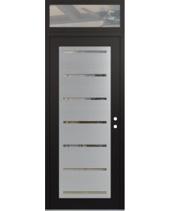 Diamond C11 36" x 96" black/black clear Glass Panel stainless steel LHI with Transom clear Glass