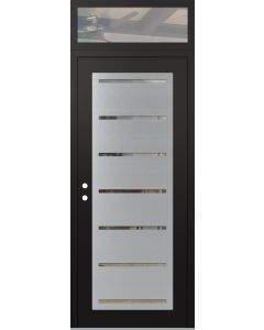 Diamond C11 36" x 96" black/black clear Glass Panel stainless steel RHI with Transom clear Glass