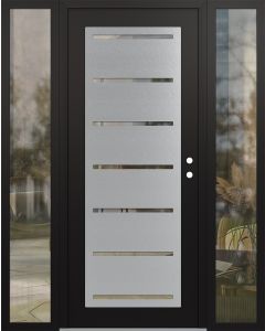 Diamond C11 60" x 80" black/black clear Glass Panel stainless steel LHI with 2 Sidelites clear Glass