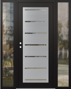 Diamond C11 60" x 80" black/black clear Glass Panel stainless steel RHI with 2 Sidelites clear Glass