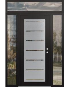 Diamond C11 60" x 96" black/black clear Glass Panel stainless steel LHI with 2 Sidelites and Transom clear Glass