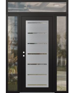 Diamond C11 60" x 96" black/black clear Glass Panel stainless steel RHI with 2 Sidelites and Transom clear Glass