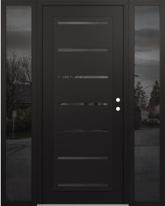 Diamond C11 68" x 80" black/black mirrored Glass Panel black LHI with 2 Sidelites mirrored Glass
