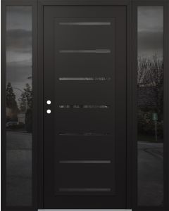 Diamond C11 64" x 80" black/black mirrored Glass Panel black RHI with 2 Sidelites mirrored Glass