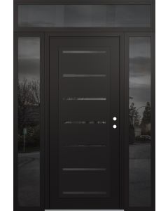 Diamond C11 60" x 96" black/black mirrored Glass Panel black LHI with 2 Sidelites and Transom mirrored Glass