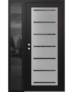 Diamond C11 48" x 80" black/black mirrored Glass Panel stainless steel RHI with Sidelite mirrored Glass