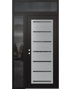 Diamond C11 48" x 96" black/black mirrored Glass Panel stainless steel RHI with Sidelite and Transom mirrored Glass