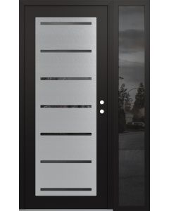 Diamond C11 52" x 80" black/black mirrored Glass Panel stainless steel LHI with Sidelite mirrored Glass