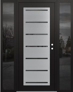 Diamond C11 60" x 80" black/black mirrored Glass Panel stainless steel LHI with 2 Sidelites mirrored Glass