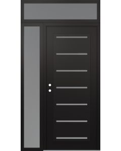 Diamond C11 48" x 96" black/white frosted Glass Panel black RHI with Sidelite and Transom frosted Glass