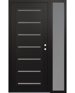 Diamond C11 52" x 80" black/white frosted Glass Panel black LHI with Sidelite frosted Glass