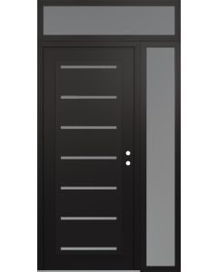 Diamond C11 52" x 96" black/white frosted Glass Panel black LHI with Sidelite and Transom frosted Glass