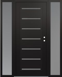 Diamond C11 60" x 80" black/white frosted Glass Panel black LHI with 2 Sidelites frosted Glass