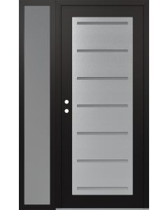 Diamond C11 52" x 80" black/white frosted Glass Panel stainless steel RHI with Sidelite frosted Glass