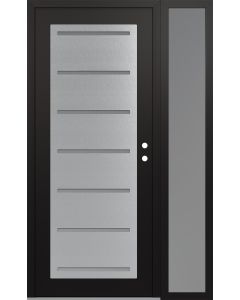 Diamond C11 50" x 80" black/white frosted Glass Panel stainless steel LHI with Sidelite frosted Glass