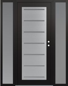 Diamond C11 64" x 80" black/white frosted Glass Panel stainless steel LHI with 2 Sidelites frosted Glass