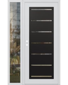 Diamond C11 50" x 80" white/white clear Glass Panel black RHI with Sidelite clear Glass