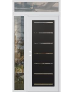 Diamond C11 50" x 96" white/white clear Glass Panel black RHI with Sidelite and Transom clear Glass