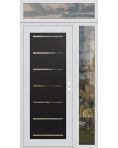 Diamond C11 50" x 96" white/white clear Glass Panel black LHI with Sidelite and Transom clear Glass