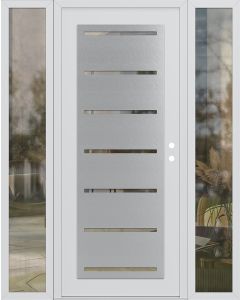 Diamond C11 60" x 80" white/white clear Glass Panel stainless steel LHI with 2 Sidelites clear Glass