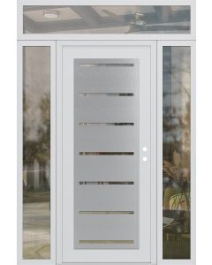 Diamond C11 60" x 96" white/white clear Glass Panel stainless steel LHI with 2 Sidelites and Transom clear Glass