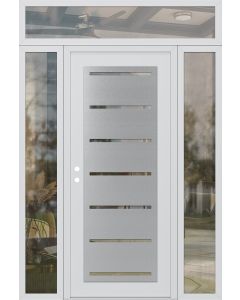 Diamond C11 68" x 96" white/white clear Glass Panel stainless steel RHI with 2 Sidelites and Transom clear Glass