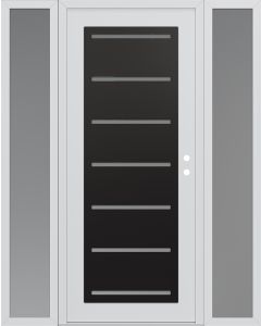 Diamond C11 68" x 80" white/white frosted Glass Panel black LHI with 2 Sidelites frosted Glass