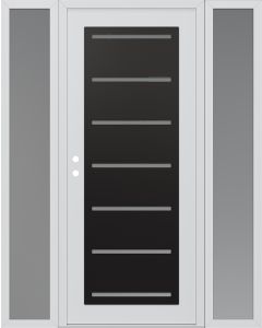 Diamond C11 68" x 80" white/white frosted Glass Panel black RHI with 2 Sidelites frosted Glass