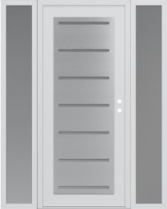 Diamond C11 68" x 80" white/white frosted Glass Panel stainless steel LHI with 2 Sidelites frosted Glass
