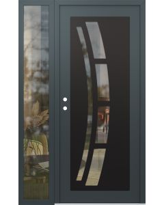 Diamond C12 48" x 80" anthracite/anthracite clear Glass Panel black RHI with Sidelite clear Glass